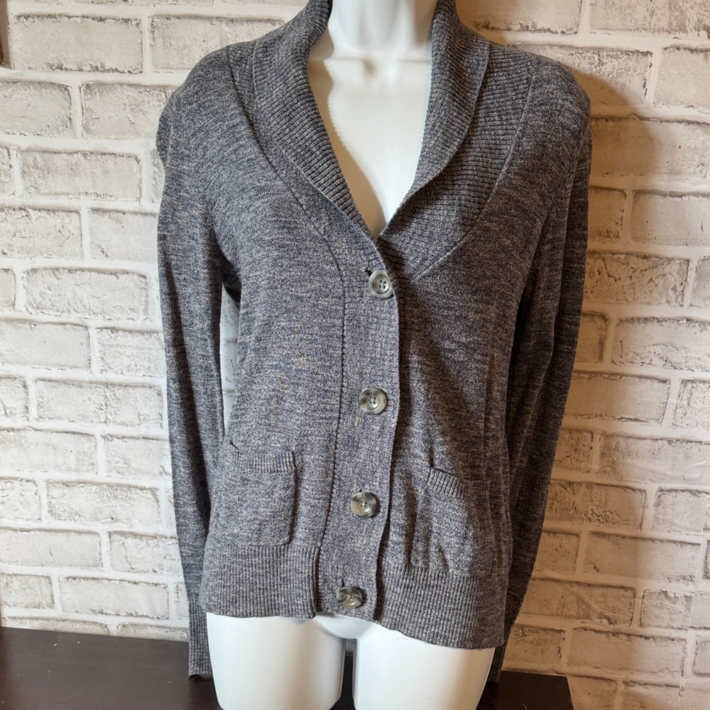 Women's Gray Button-Up Sweater